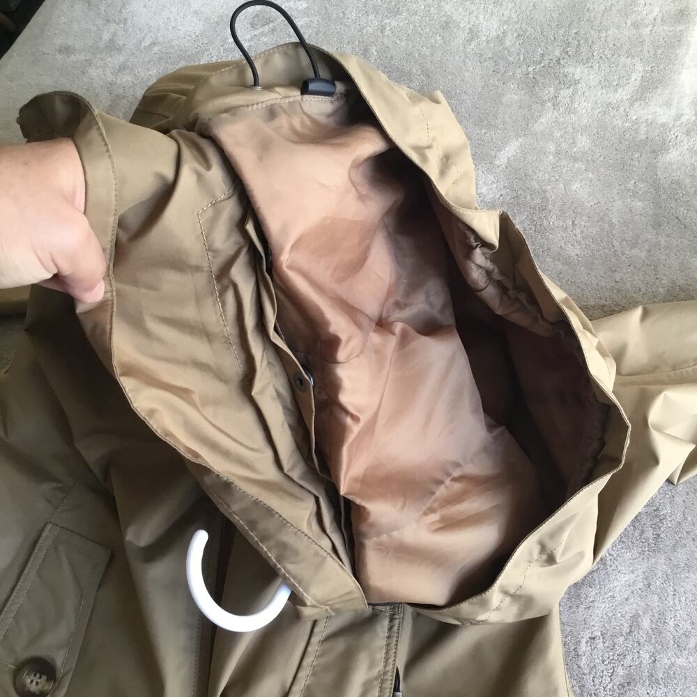 EDDIE BAUER Hooded Trench Coat Fully lined Khaki Sz L - Picture 11 of 11